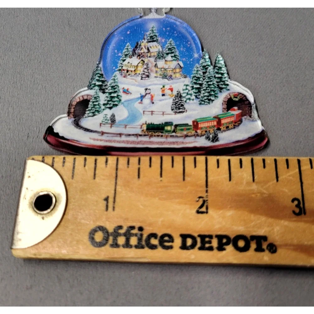 Christmas Snow Globe Village Train Ornament Mini Holiday Winter Scene Tree Decor